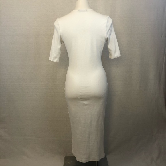 1/4 Sleeve Ribbed Midi Bodycon Dress - Picture 3 of 4